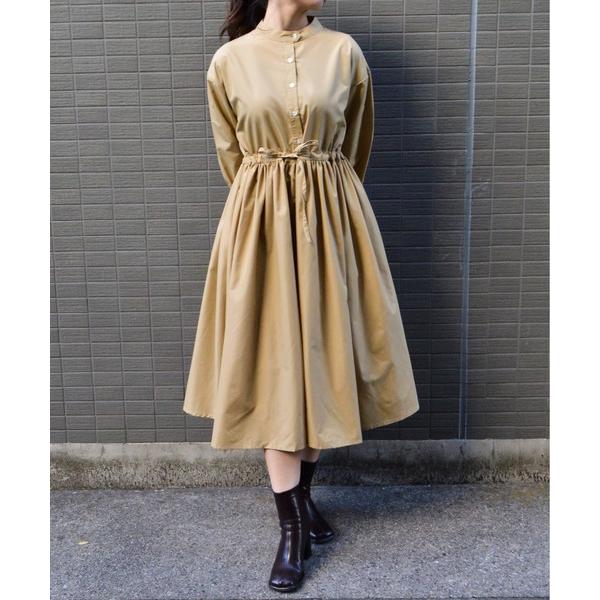 シャツワンピース 「＆soiree」タック入りウエストリボンシャツワンピース