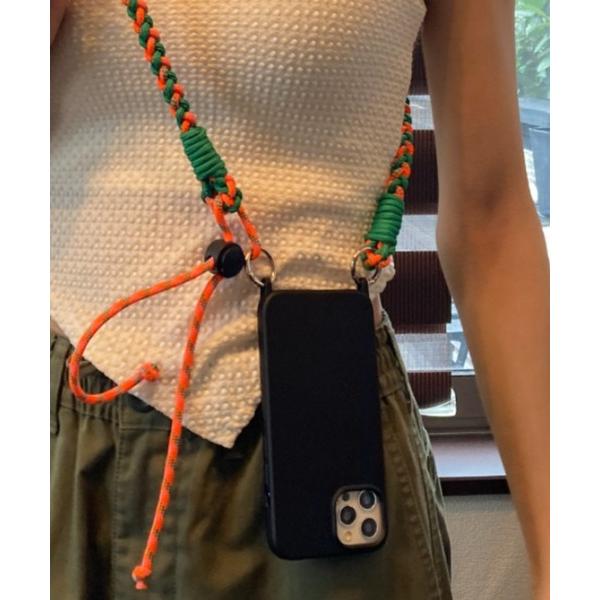 カラフル編み アウトドアロープ マルチカラー ショルダーストラップ  スマホストラップ