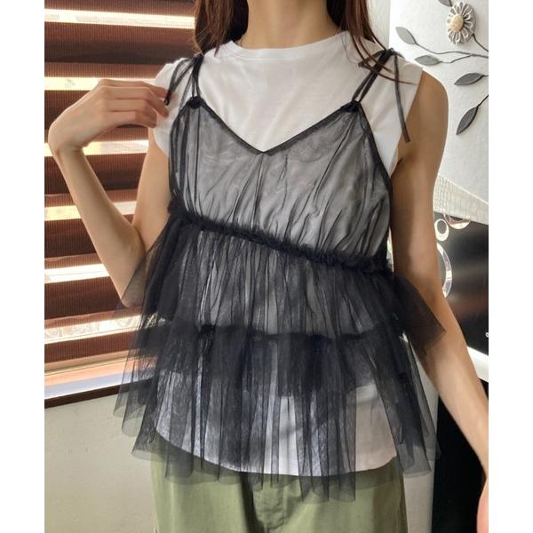 キャミソール チュールキャミソールビスチェ
