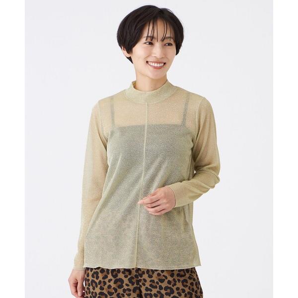 tシャツ 「マシンウォッシャブル」グリッタージャージーハイネックカットソー レディース