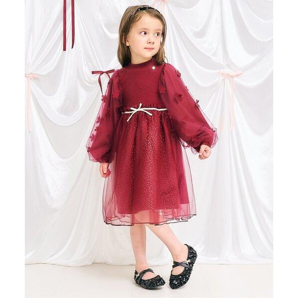 ワンピース お花モチーフラメチュールワンピース＿アプレレクールマシェリ キッズ 子供服 女の子
