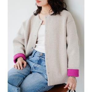 カーディガン 裏配色 ニット カーディガン レディース