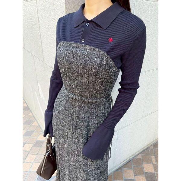 ワンピース 「POLO BCSコラボ」カラーネックニットドッキングワンピース