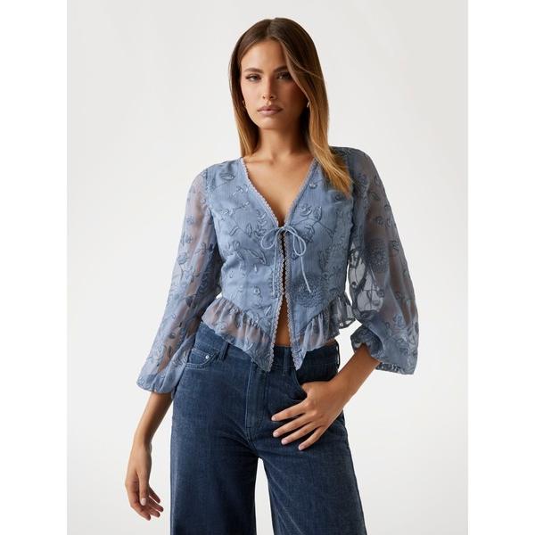 ブラウス シャツ LS Seiah Tie Front Top ブラウス レディース