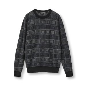 セーター ニット リンクスジャカード クルーネックニット メンズ