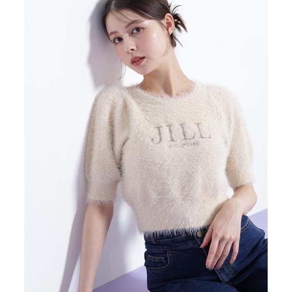 ニット セーター ロゴ刺繍シャギーニット レディース