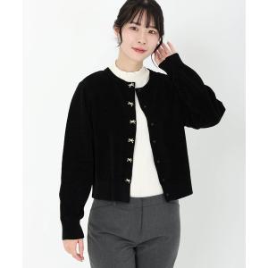 カーディガン シェニールベロア_ベロアモールニットカーディガン レディース
