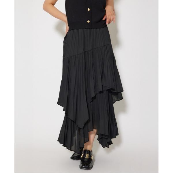 スカート プリーツティアードマキシスカート 夏服 秋服