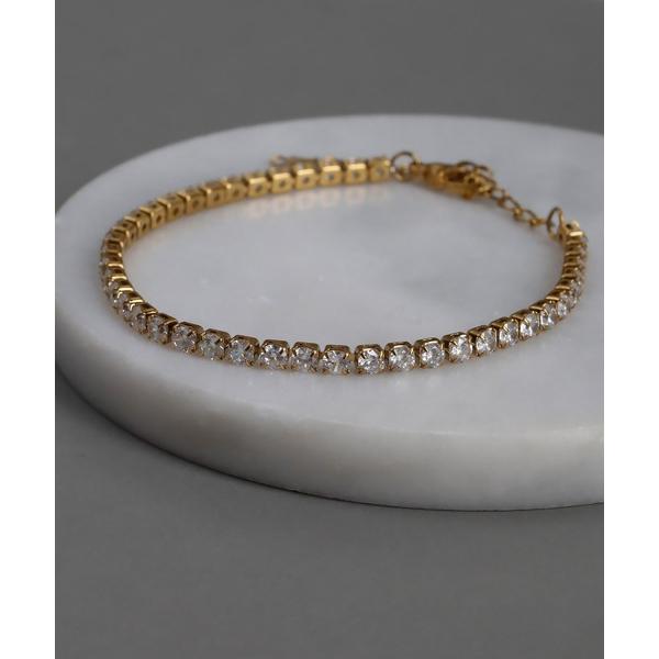 ブレスレット 金属アレルギー対応 クリスタルテニスブレスレット レディース