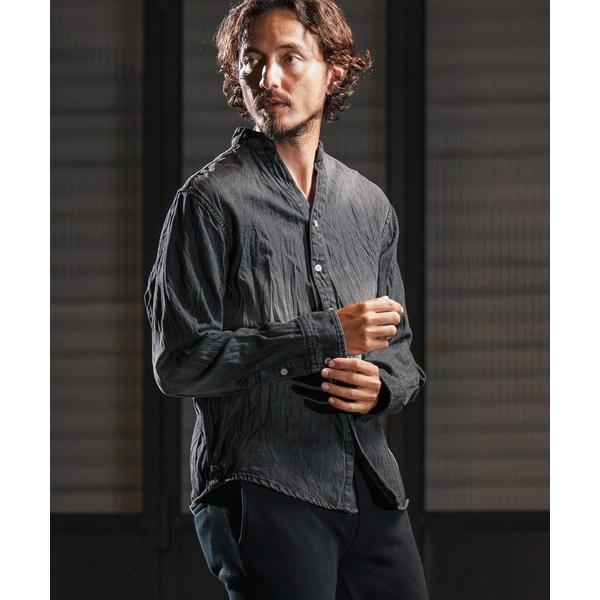 シャツ ms6194-wrinkle band collar denim shirts デニムシャツ...
