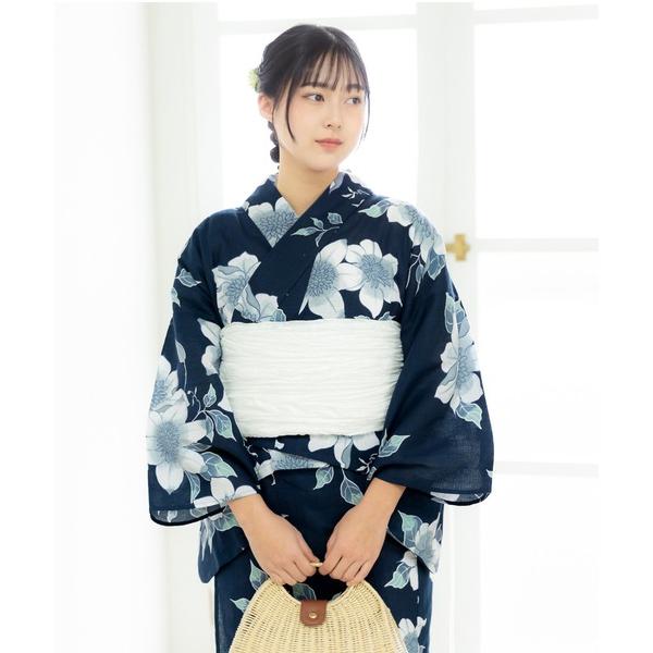 浴衣 レディース　セパレート浴衣 2点セット（二部式浴衣＋しわ兵児帯)「八重椿・クレマチス・ヒマワリ...