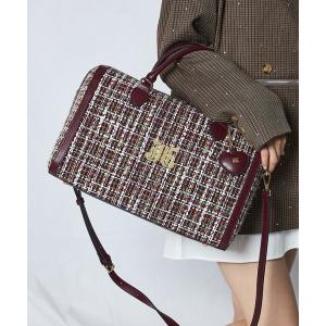 ボストンバッグ 「jouetie/ジュエティ」ハートチャーム付 JJツィード　トラベルボストンバッグ／キャリーオン対応 レディース