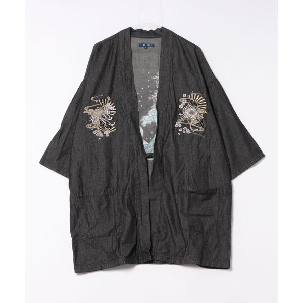 浴衣 和柄刺繍デニム法被 メンズ レディース