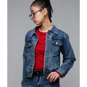 デニムジャケット gジャン コンパクトデニムジャケット　バイカー　ステッチ レディース