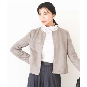 ブルゾン アウター フェイクスウェードショートブルゾン/洗える レディース