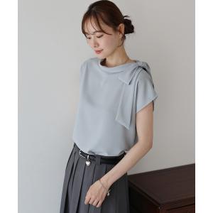 ブラウス シャツ 夏 半袖 ショルダーリボンフレンチブラウス レディース
