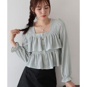 ブラウス シャツ 「新色追加」スクエアティアードフリルブラウス レディース