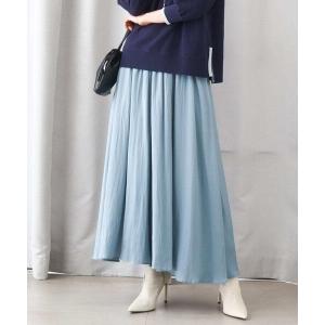 パンツ 起毛サテンガウチョパンツ/洗える レディース