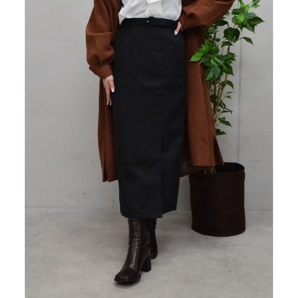 スカート 「spiritoso」スリット入りラップタイトスカート