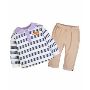 セットアップ 「セットアップ」フォックス襟付きボーダー長袖トップス＆ロングパンツ キッズ 子供服 男の子 女の子