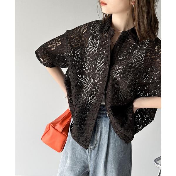 「Java」 半袖シャツ LARGE チャコールグレー レディース