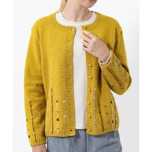 「HERRINGBONE CLUB」 「wara wara」ニットカーディガン M イエロー レディース