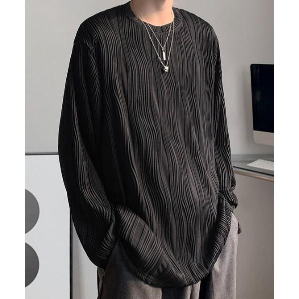 tシャツ エンボスプリーツルーズシルエットロンT メンズ
