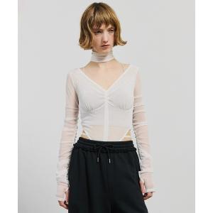 tシャツ V Neck Sheer Bodysuit/Vネックシアーボディスーツ レディース