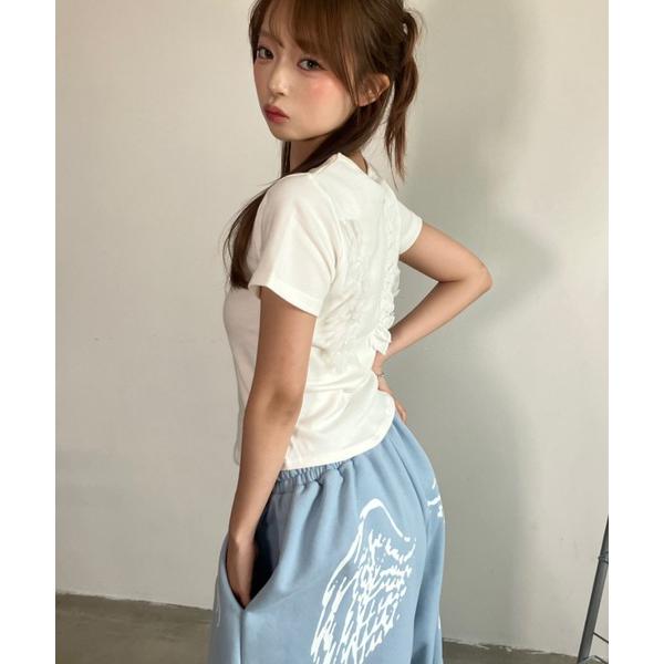 tシャツ 半袖 A'GEM/9 × .kom 「.KOM/ドットケーオーエム」 背中レース 羽半袖T...