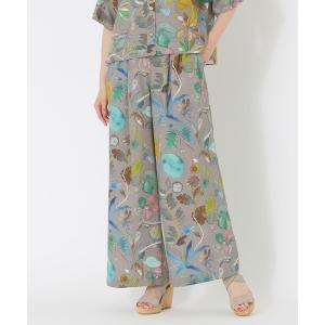 ワイドパンツ パンツ ボタニカルプリントパンツ レディース