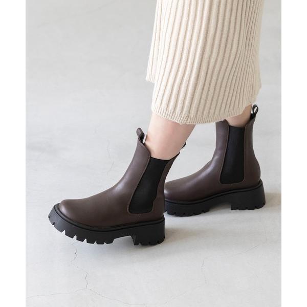 ブーツ ラウンドトゥ サイドゴア 厚底ブーツ レディース