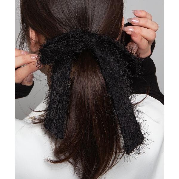 ヘアゴム シャギー フリンジ リボン ヘアゴム
