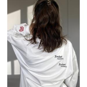 tシャツ 背中も映える レトロ ハート 刺繍 ヘビーウェイト ロンT 韓国ストリート レディース メンズ