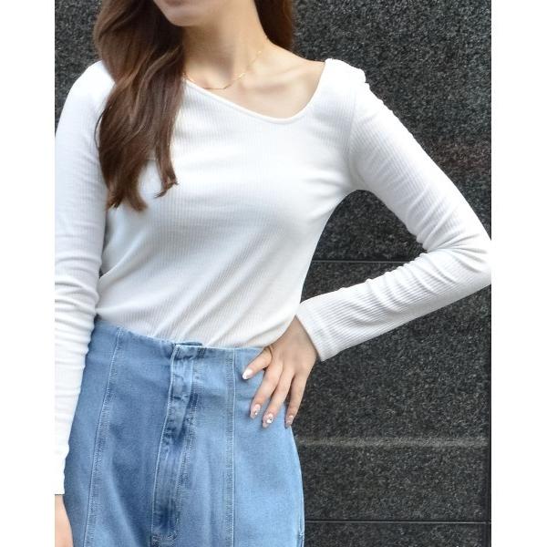 tシャツ 「spiritoso」長袖テレコ アシメネック トップス レディース