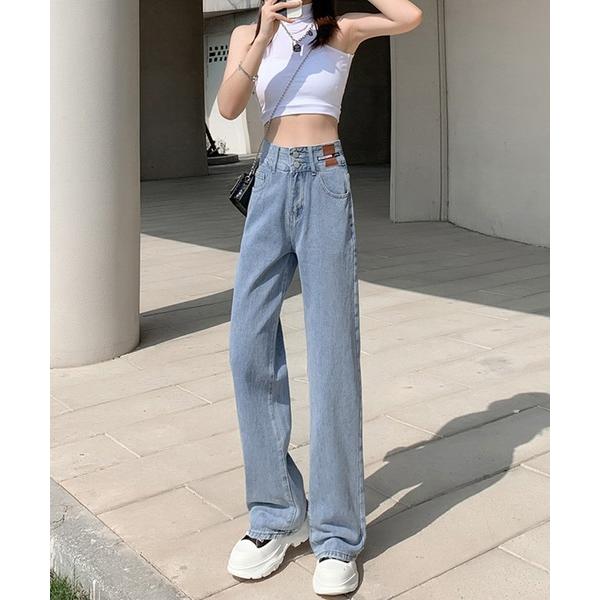 ジーンズ デニム デニムパンツ ハイウエストワイドストレートデニム レディース