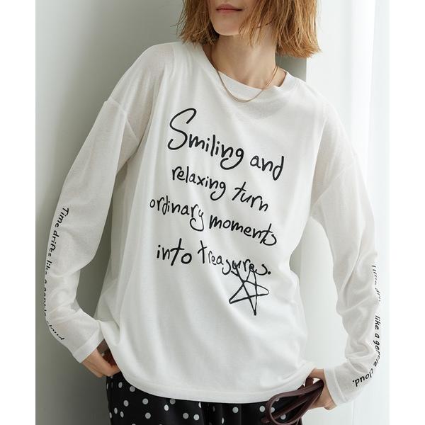 tシャツ シアー素材ラクガキ風ロゴプルオーバー レディース
