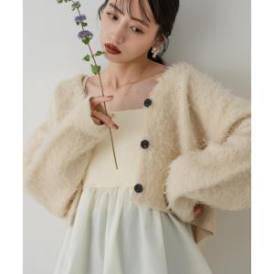 カーディガン シャギーショートニットカーディガン レディース