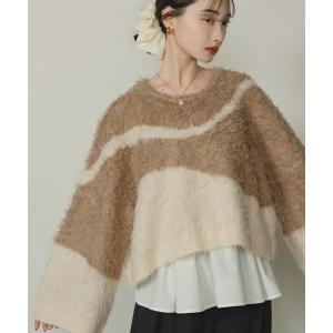 ニット セーター ニュアンスシャギーニット レディース