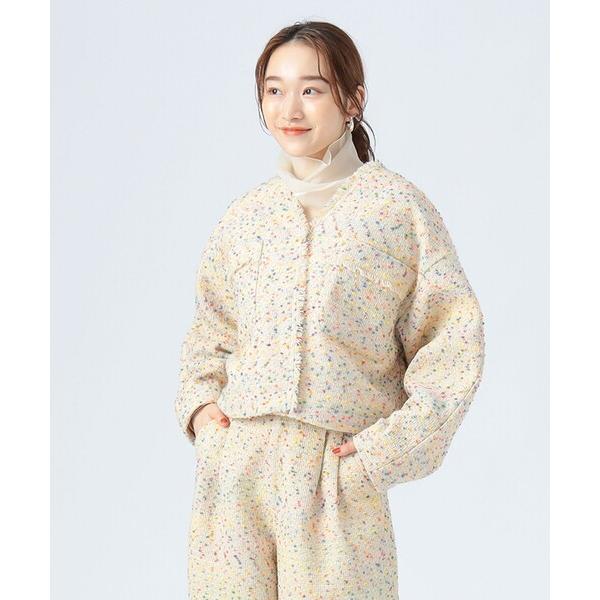 ブルゾン アウター カラーネップ ツイードブルゾン レディース