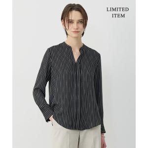 ブラウス シャツ BackSatinAmunzen キーネックブラウス レディース