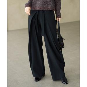 パンツ フロントディテールラップワイド パンツ レディース