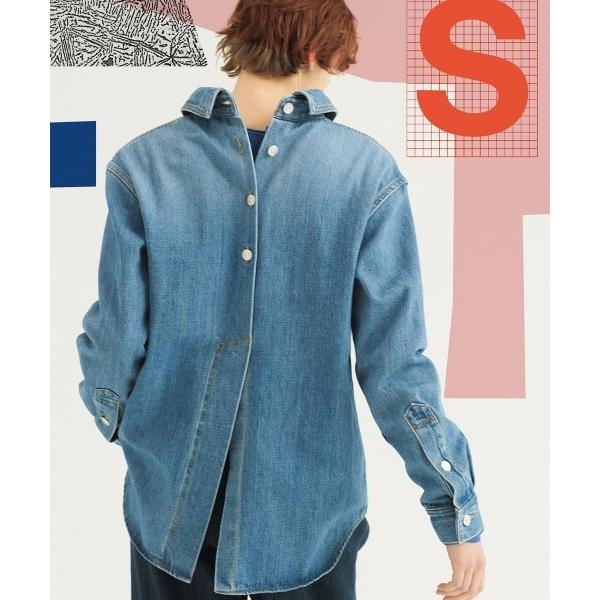 ブラウス シャツ open front and back denim shirt レディース メンズ