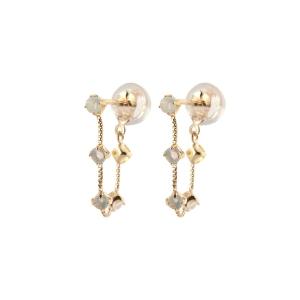 ピアス オパールチェーンフープピアス レディース