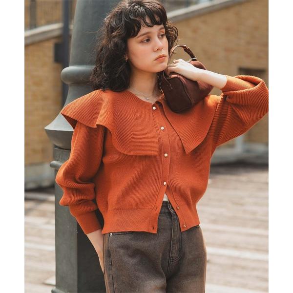 カーディガン フレア襟ニットカーディガン/トップス レディース