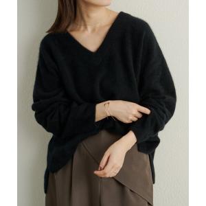 ニット セーター ファーウールVプルオーバー レディース