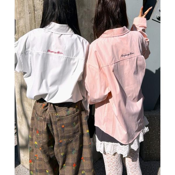 ブラウス シャツ バック刺繍オーバーサイズシャツ レディース