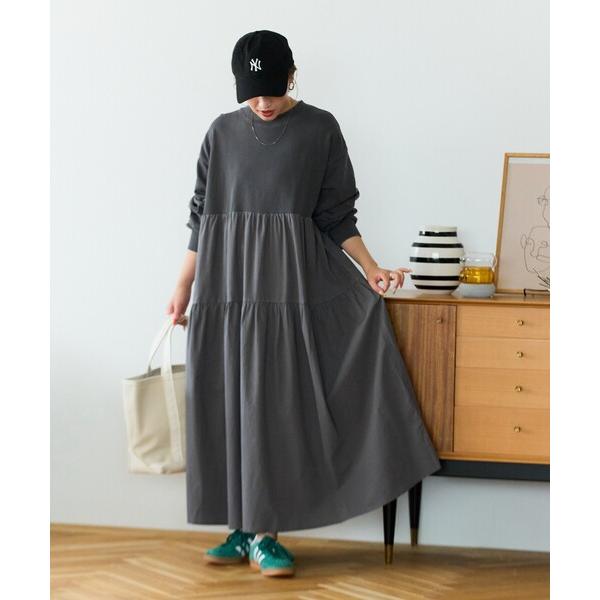 ワンピース 限定展開　ピグメント 加工 ティアード 切り替え ワンピース