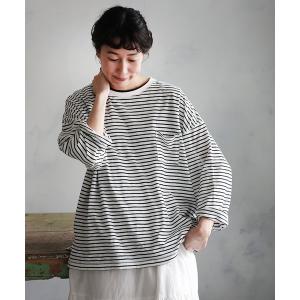 tシャツ 夏の、長袖ボーダーカットソー レディースの商品画像