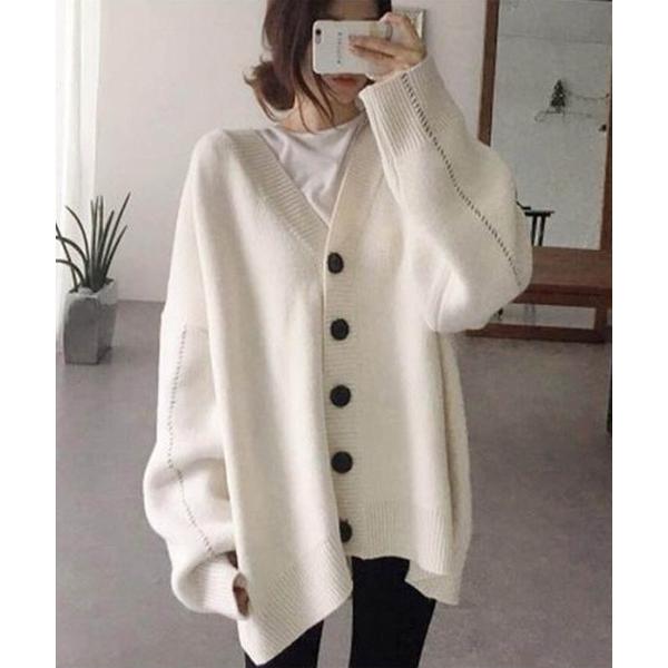 カーディガン 「肩の力を抜いた、大人のリラックススタイル。」ステッチオーバーサイズニットデザインカー...