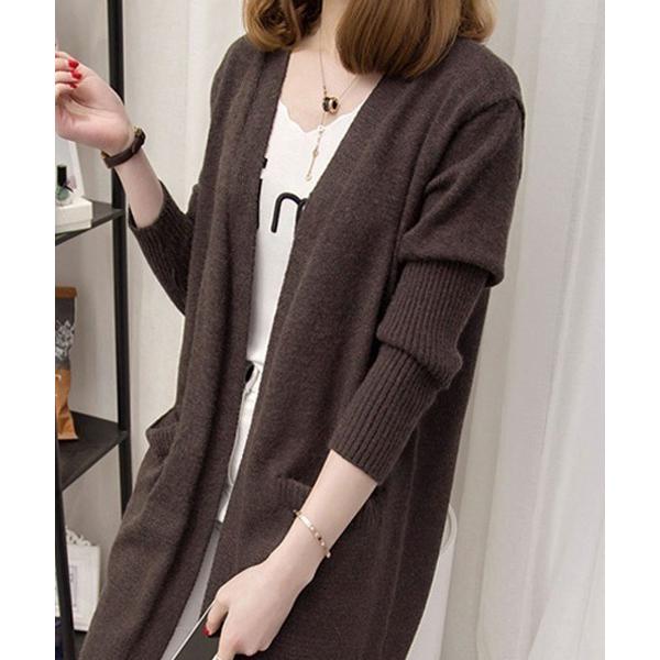 カーディガン シンプルで使いやすいデザインのロングカーディガン レディース